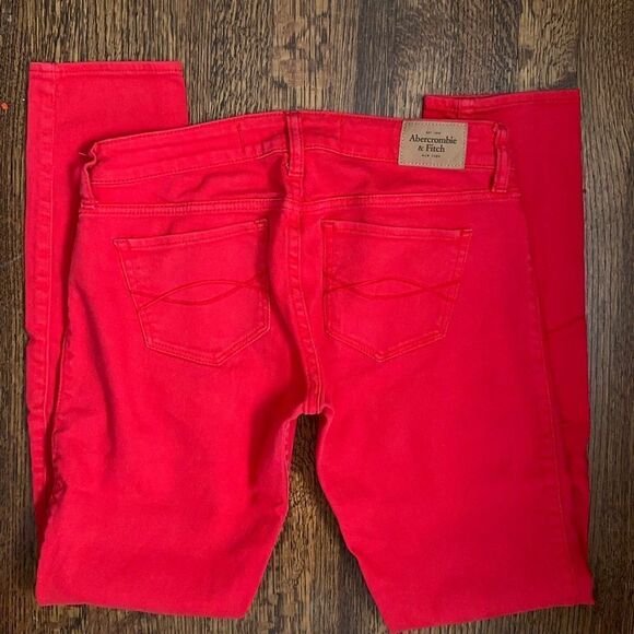 Abercrombie & Fitch Low Rise Skinny Jeans Red Women's Size 25 - Picture 2 of 9
